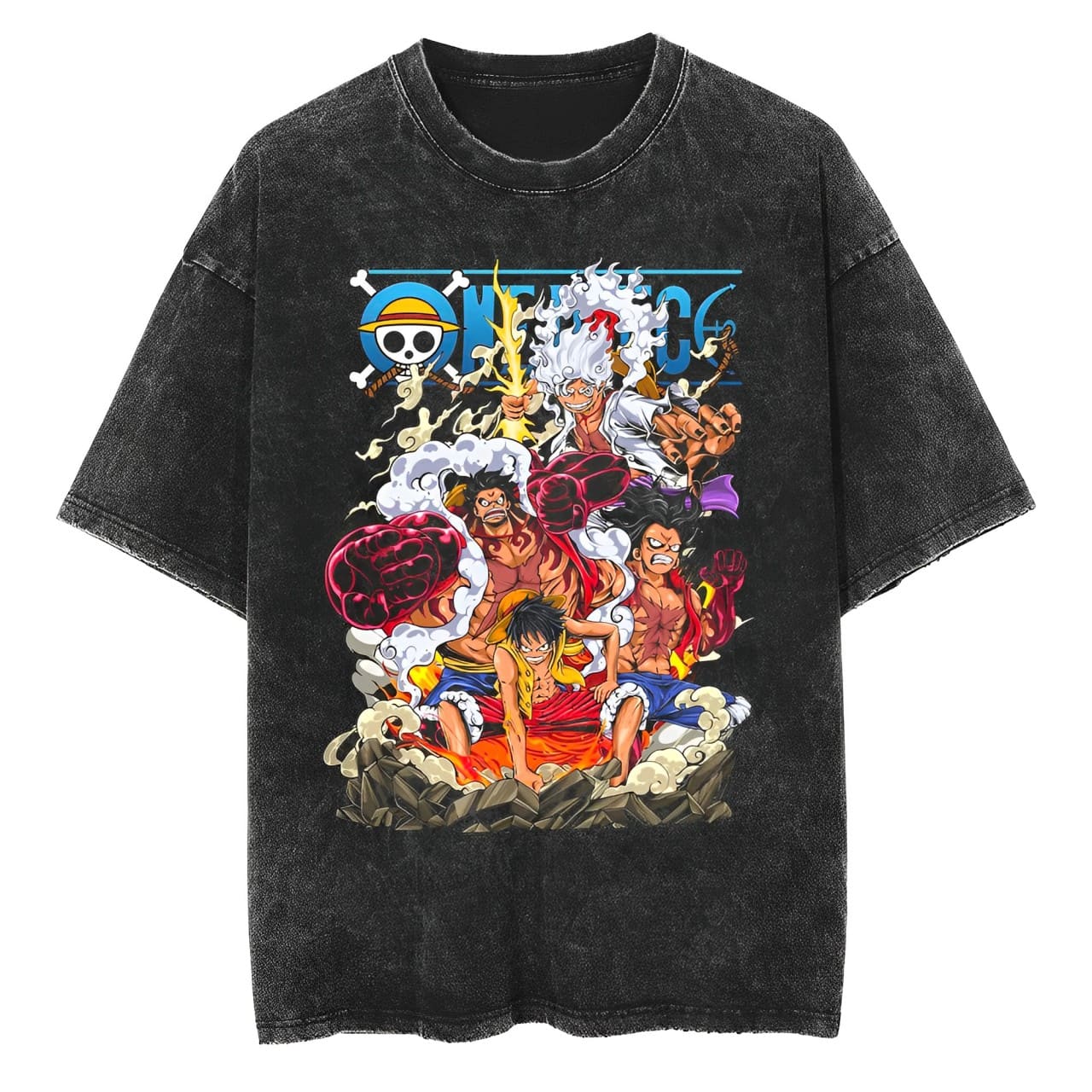 Acid Wash Vintage Graphic T Shirt - Camiseta One Piece Luffy Gear 2