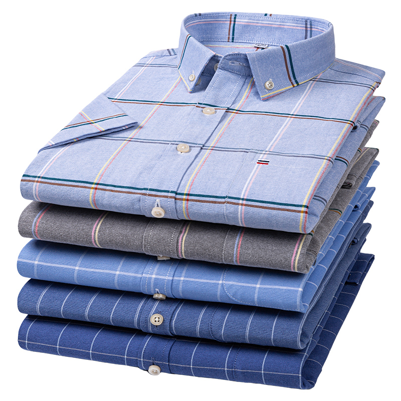 Camisa listrada masculina de q - Oxford Cotton Casual Shirt Business avaliação e preço